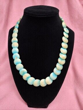 Handcrafted Turquoise-Beige Beaded Necklace